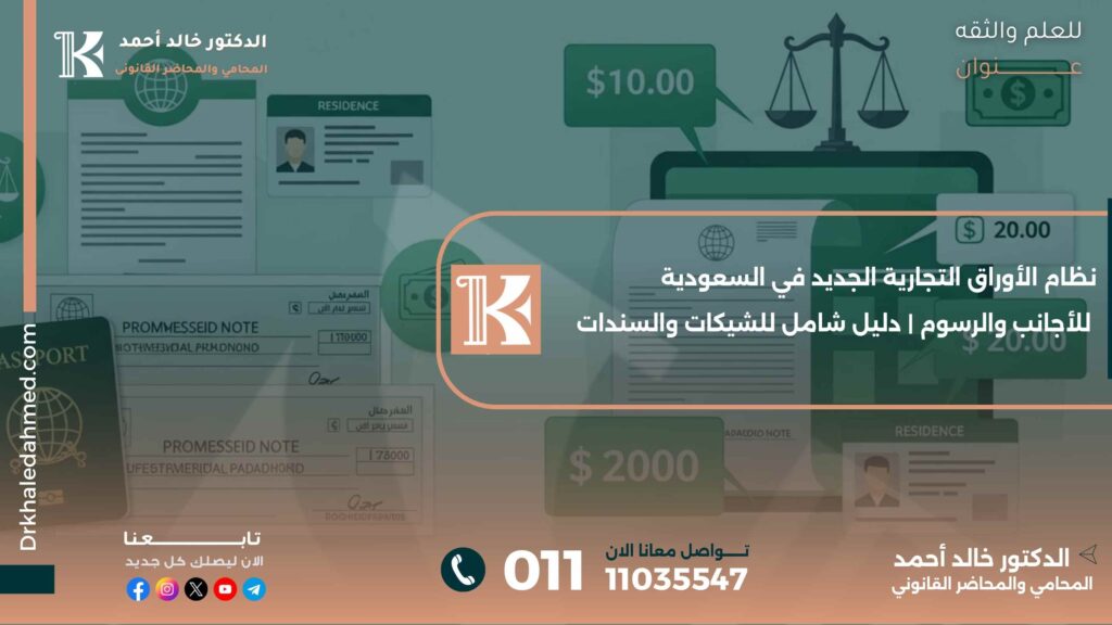 نظام الأوراق التجارية الجديد في السعودية للأجانب والرسوم | دليل شامل للشيكات والسندات